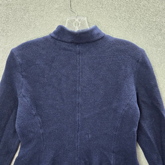 VINTAGE‎ St John Women Jacket 8 Blue Button Up Marie Gray 3/4 Sleeve Collar - Picture 6 of 11